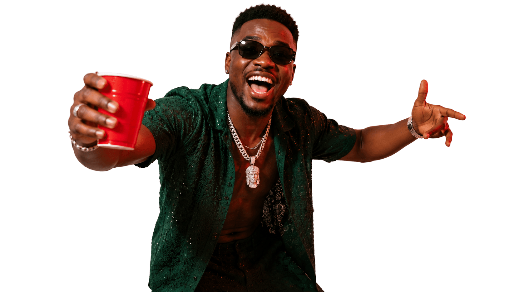 Professional staff member holding a red cup